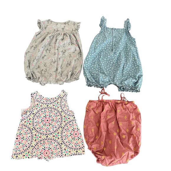 Carter’s Baby Girl Bundle Set 4PC Bubble Onesie Romper Top Summer 24M - Picture 2 of 7